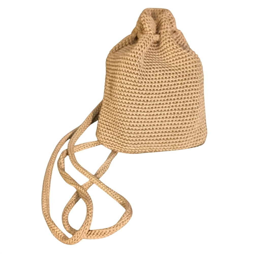 The Sak Tan Knit Mini Drawstring Bag